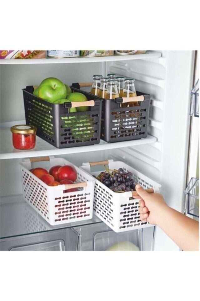 - 4 ADET AHŞAP SAPLI BEYAZ ORGANİZER