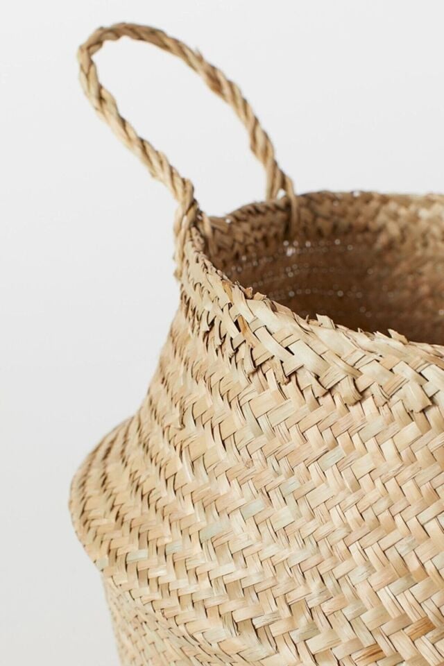 - 35 X 32 CM BAMBU VE KATLANIR AÇILIR SAKSI SEPETİ